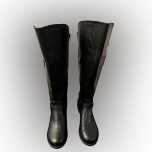 G By Guess - Harson 5 Black Multi Wide Calf Riding Boots Size: 7.5